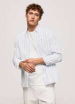 Pepe Jeans lucius ohut raidallinen oxford-paita miehet valkaisu sininen TB001026 - Image 4