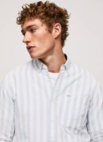 Pepe Jeans lucius ohut raidallinen oxford-paita miehet valkaisu sininen TB001026 - Image 5