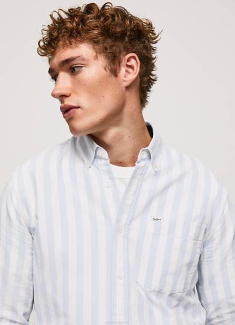 Pepe Jeans lucius ohut raidallinen oxford-paita miehet valkaisu sininen TB001026 - Image 5