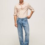 Pepe Jeans lucus slim fit popliinipaita miehet luonnonvalkoinen TB001053