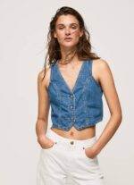Pepe Jeans lyhennetty istuvuus denim-liivi naiset denim TB00319 - Image 5