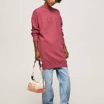 Pepe Jeans lyhyt neulemekko logolla naiset tumma poskipuna TB00205