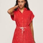 Pepe Jeans lyhyt samettihaalari naiset studio punainen TB00210