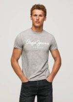 Pepe Jeans lyhythihainen puuvillainen t-paita miehet harmaa marli TB001004