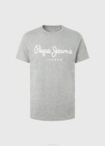 Pepe Jeans lyhythihainen puuvillainen t-paita miehet harmaa marli TB001004 - Image 4