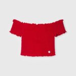 Pepe Jeans lyhythihainen rypytetty toppi tyttö punainen TB001424