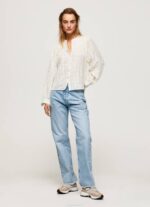Pepe Jeans mao kaulus puuvilla Dobby pusero naiset mousse TB00362 - Image 2
