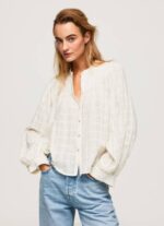 Pepe Jeans mao kaulus puuvilla Dobby pusero naiset mousse TB00362