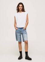 Pepe Jeans marmoroitu kädenreikähihainen t-paita naiset valkoinen TB00409 - Image 2