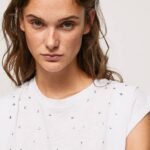 Pepe Jeans marmoroitu kädenreikähihainen t-paita naiset valkoinen TB00409