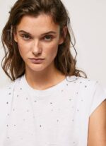 Pepe Jeans marmoroitu kädenreikähihainen t-paita naiset valkoinen TB00409