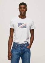 Pepe Jeans marmoroitu logoprintti t-paita miehet valkoinen TB00987