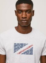 Pepe Jeans marmoroitu logoprintti t-paita miehet valkoinen TB00987 - Image 3
