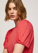 Pepe Jeans marmoroitu venekaulus t-paita naiset studio punainen TB00435