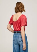 Pepe Jeans marmoroitu venekaulus t-paita naiset studio punainen TB00435 - Image 4