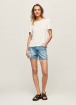 Pepe Jeans marmoroitu venekaulus t-paita naiset valkoinen TB00452 - Image 2