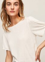 Pepe Jeans marmoroitu venekaulus t-paita naiset valkoinen TB00452 - Image 3