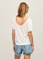 Pepe Jeans marmoroitu venekaulus t-paita naiset valkoinen TB00452 - Image 4