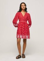 Pepe Jeans mekko kirjailtuilla yksityiskohdilla naiset studio punainen TB00216