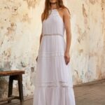 Pepe Jeans mekko kirjailtuilla yksityiskohdilla naiset valkoinen TB00219