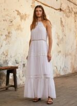 Pepe Jeans mekko kirjailtuilla yksityiskohdilla naiset valkoinen TB00219