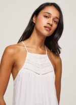 Pepe Jeans mekko kirjailtuilla yksityiskohdilla naiset valkoinen TB00219 - Image 4