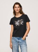 Pepe Jeans metallilogoinen puuvillainen t-paita naiset musta TB00414 - Image 2