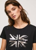 Pepe Jeans metallilogoinen puuvillainen t-paita naiset musta TB00414 - Image 3