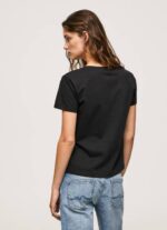 Pepe Jeans metallilogoinen puuvillainen t-paita naiset musta TB00414 - Image 4