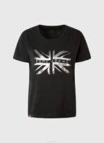 Pepe Jeans metallilogoinen puuvillainen t-paita naiset musta TB00414 - Image 5