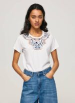 Pepe Jeans nauhallinen kaulus t-paita naiset valkoinen TB00449 - Image 2