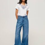 Pepe Jeans nauhallinen kaulus t-paita naiset valkoinen TB00449