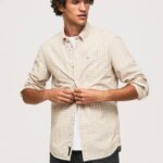 Pepe Jeans normaali istuva popliini-puuvillapaita miehet kivi TB001042