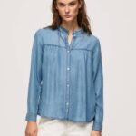 Pepe Jeans Normaali istuvuus paita mao-kaulus naiset sininen TB00351