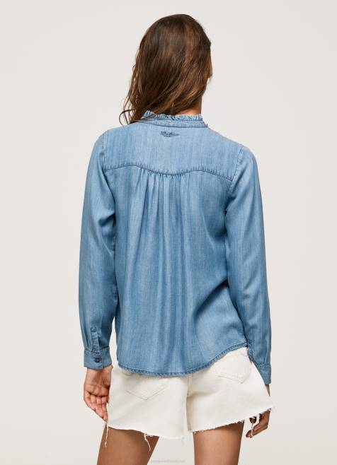 Pepe Jeans Normaali istuvuus paita mao-kaulus naiset sininen TB00351 - Image 4