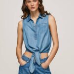 Pepe Jeans normaalikokoinen hihaton paita naiset denim TB00368