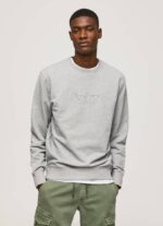Pepe Jeans painettu logo puuvillapusero miehet harmaa marli TB00895 - Image 2