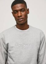 Pepe Jeans painettu logo puuvillapusero miehet harmaa marli TB00895 - Image 3