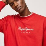 Pepe Jeans painettu logo puuvillapusero miehet studio punainen TB00890