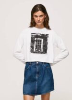 Pepe Jeans painettu pitkähihainen t-paita naiset valkoinen TB00428 - Image 2