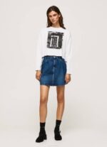 Pepe Jeans painettu pitkähihainen t-paita naiset valkoinen TB00428