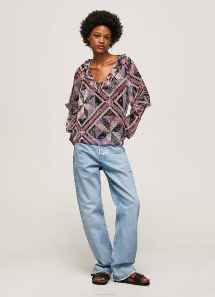 Pepe Jeans Paisley-printtipusero röyhelöillä naiset multi TB00376