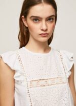 Pepe Jeans paita harjakattoisilla yksityiskohdilla naiset valkoinen TB00437
