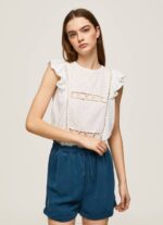 Pepe Jeans paita harjakattoisilla yksityiskohdilla naiset valkoinen TB00437 - Image 3