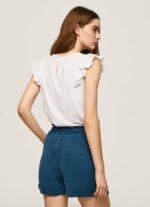 Pepe Jeans paita harjakattoisilla yksityiskohdilla naiset valkoinen TB00437 - Image 4