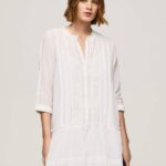 Pepe Jeans patris mekko harjakattoisilla yksityiskohdilla naiset valkoinen TB00148