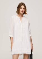 Pepe Jeans patris mekko harjakattoisilla yksityiskohdilla naiset valkoinen TB00148