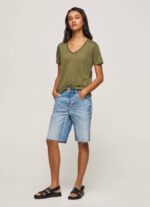 Pepe Jeans pellava v-kaula-aukkoinen t-paita naiset alue TB00468 - Image 2