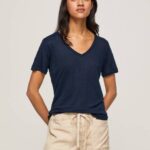Pepe Jeans pellava v-kaula-aukkoinen t-paita naiset dulwich TB00467