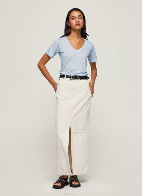 Pepe Jeans pellava v-kaula-aukkoinen t-paita naiset lahti TB00466 - Image 2